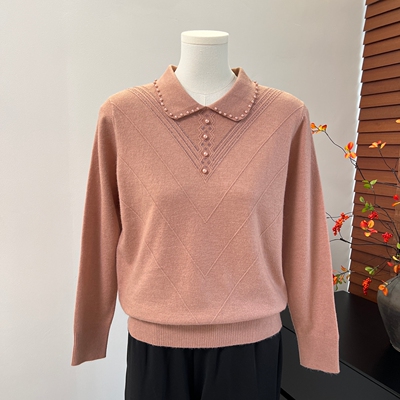 时尚妈妈秋装针织上衣翻领打底衫