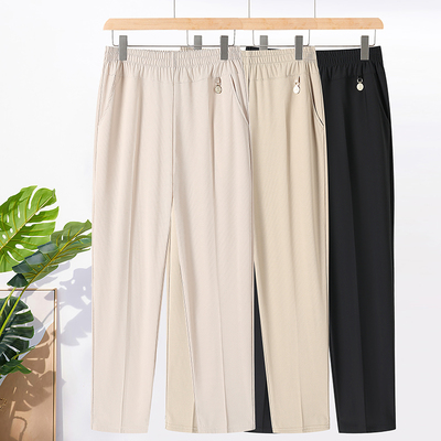 妈妈裤子春夏款松紧腰九分裤