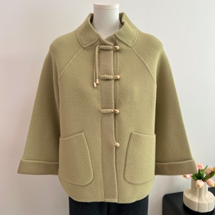 新中式国风奶奶毛呢加厚外套中老年人女秋冬装60岁70妈妈装上衣服