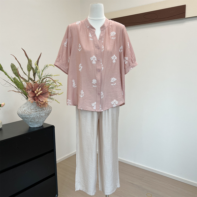 母亲节衣服端庄妈妈仿棉麻套装