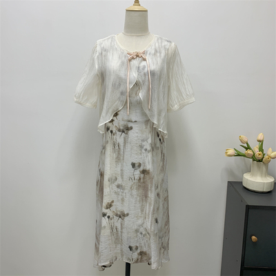 郭贵人妈妈连衣裙小外搭套装裙