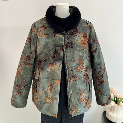 中式妈妈冬装羽绒服外套保暖上衣