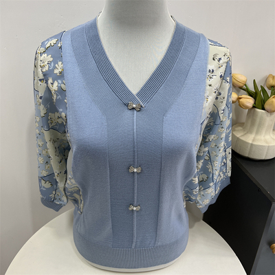 中老年奶奶夏季中袖T恤纱袖上衣