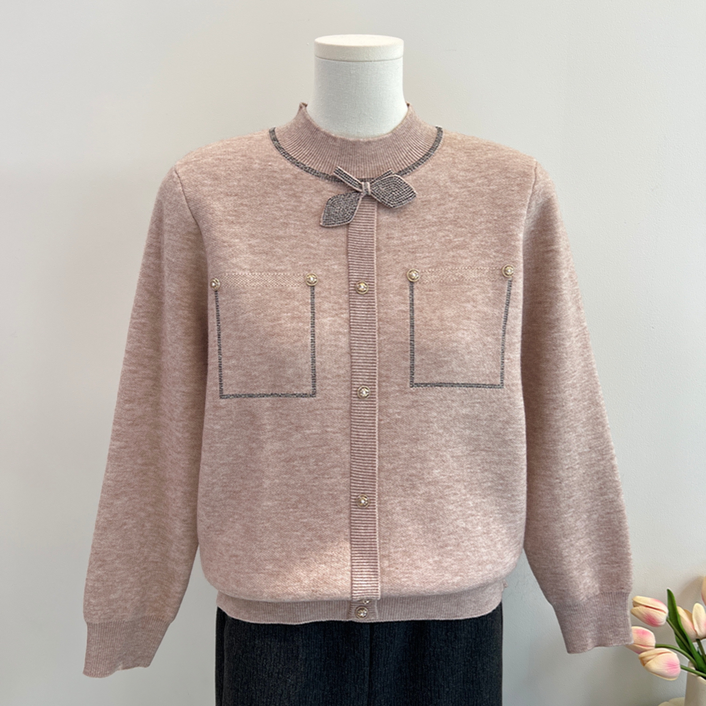 时尚妈妈装加绒加厚毛衣打底衫