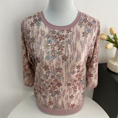 郭贵人妈妈春夏季七分袖蚕丝t恤