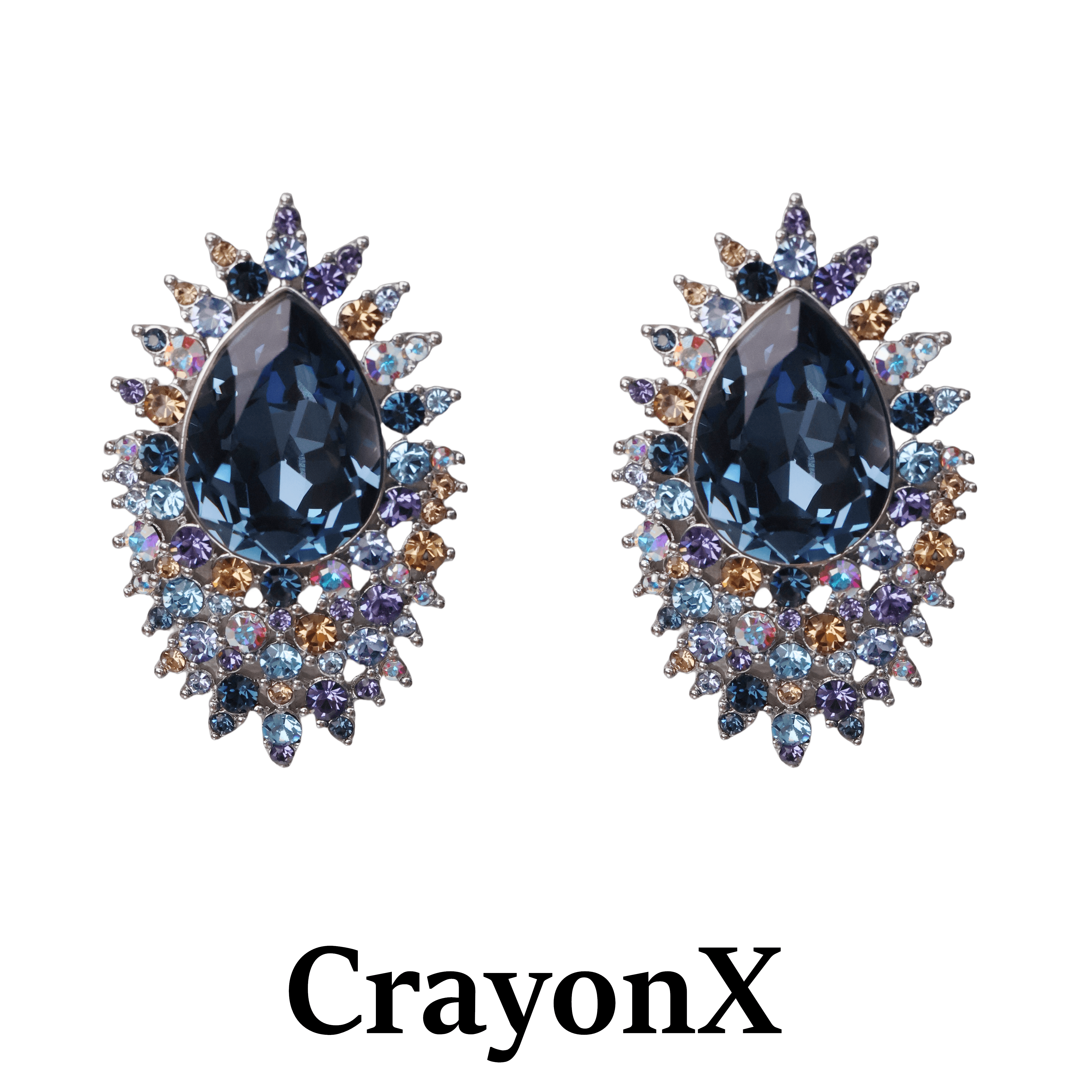 CrayonX银调深海蓝水晶耳饰