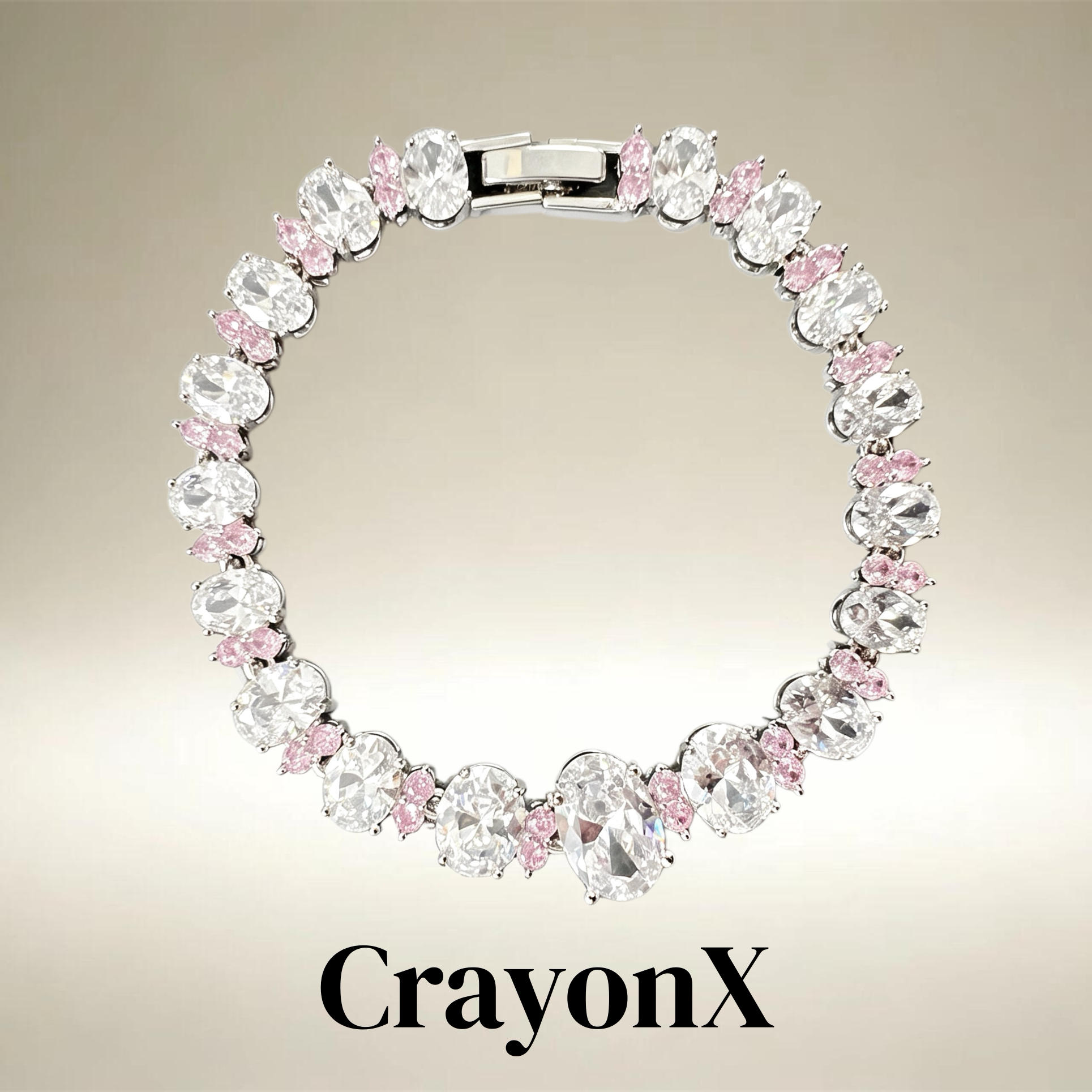 CrayonX粉晶环序渐变锆手链女