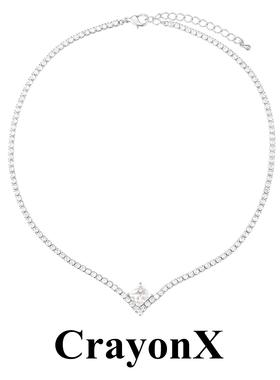 CrayonX高级感方钻锆石锁骨链