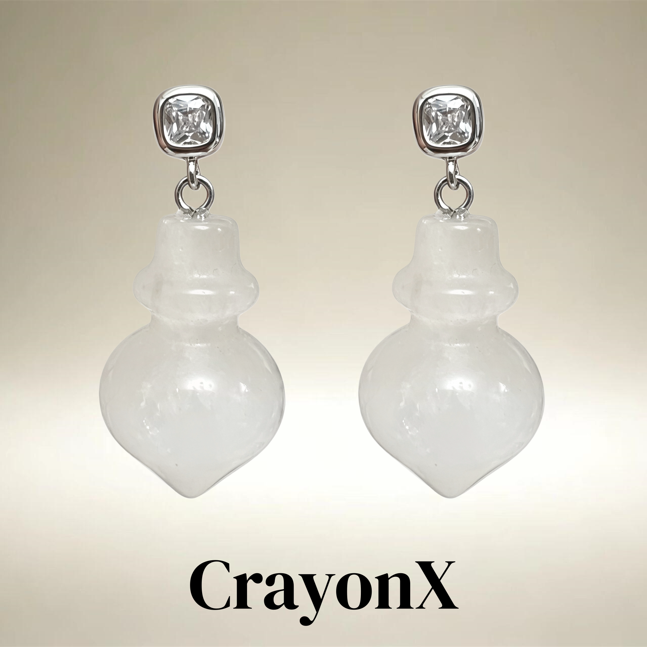 CrayonX天然水晶葫芦宝瓶耳饰