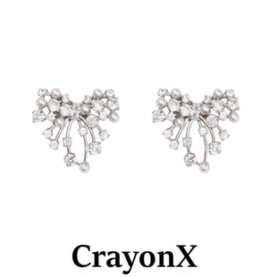 CrayonX烟花系列 珍珠蝴蝶结耳环女简约设计感耳饰