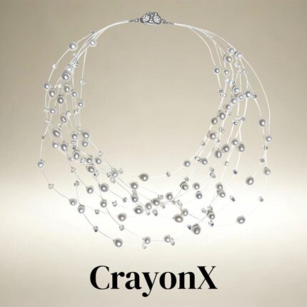 CrayonX满天星河 多层水晶串珠圆形淡水珍珠项链女士个性层叠项链