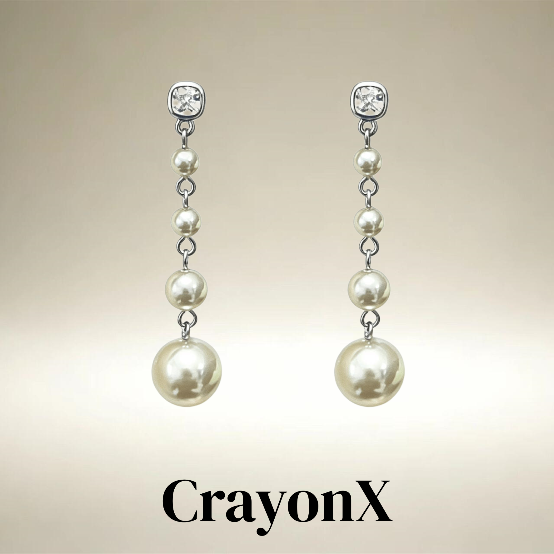 CrayonX法式珍珠流苏显脸瘦耳环