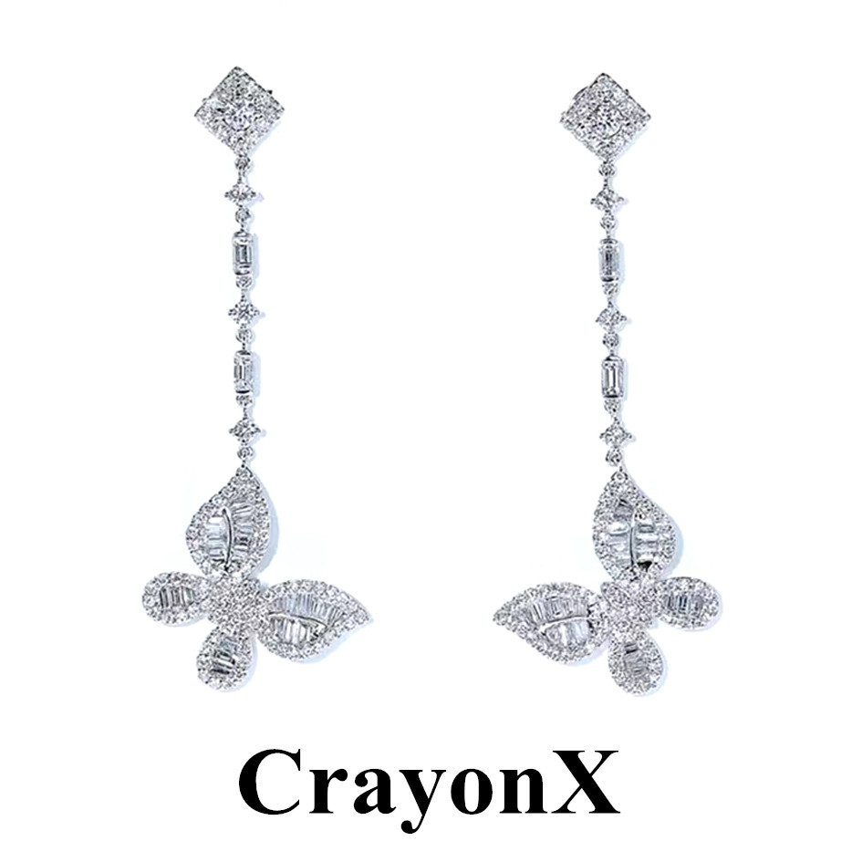 CrayonX方钻吊坠流苏蝴蝶耳环