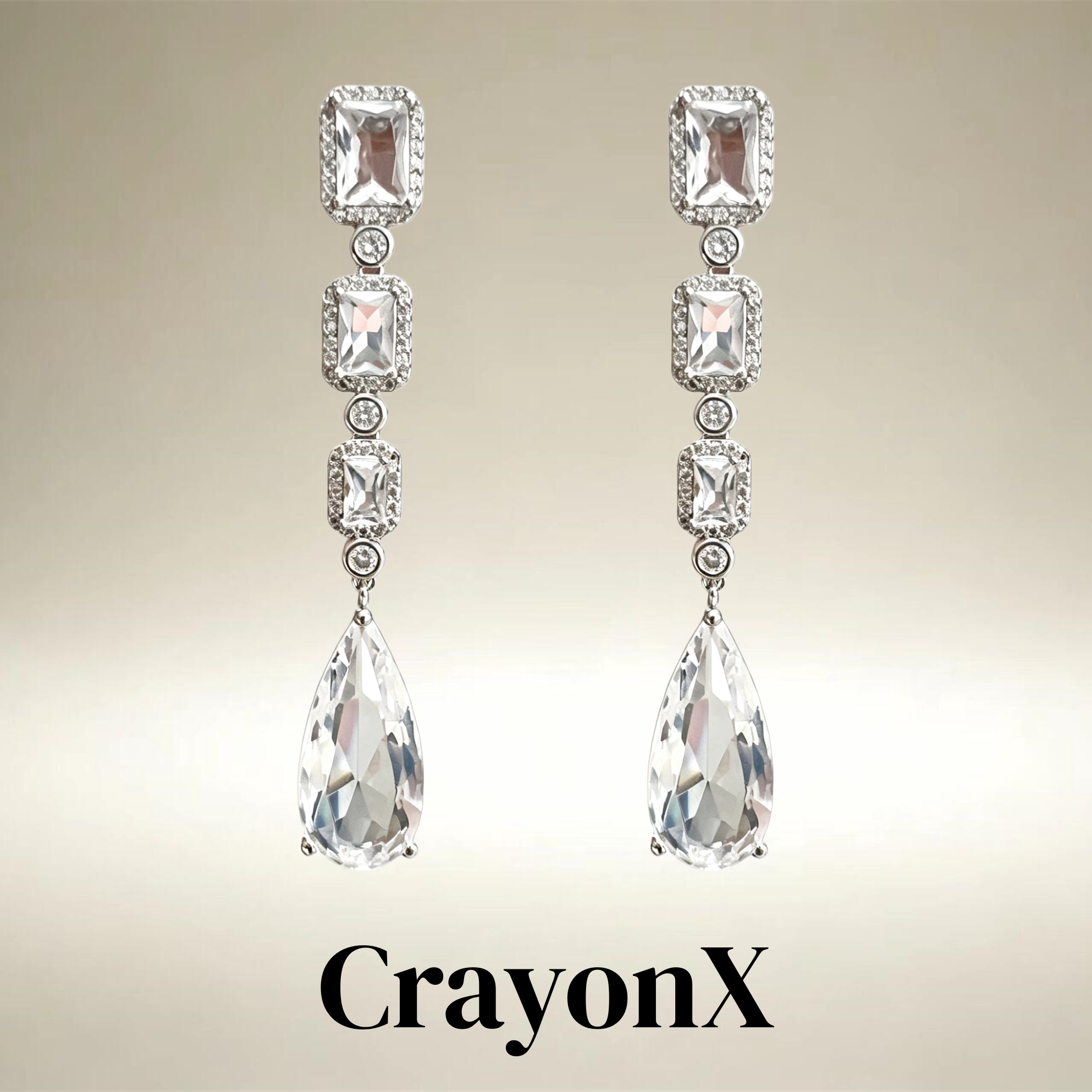 CrayonX垂坠耳饰小圆钻大梨形钻