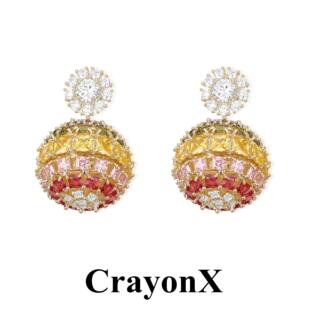 CRAYONX 幸运彩球 民族风多彩气质款 设计师锆石银针耳饰