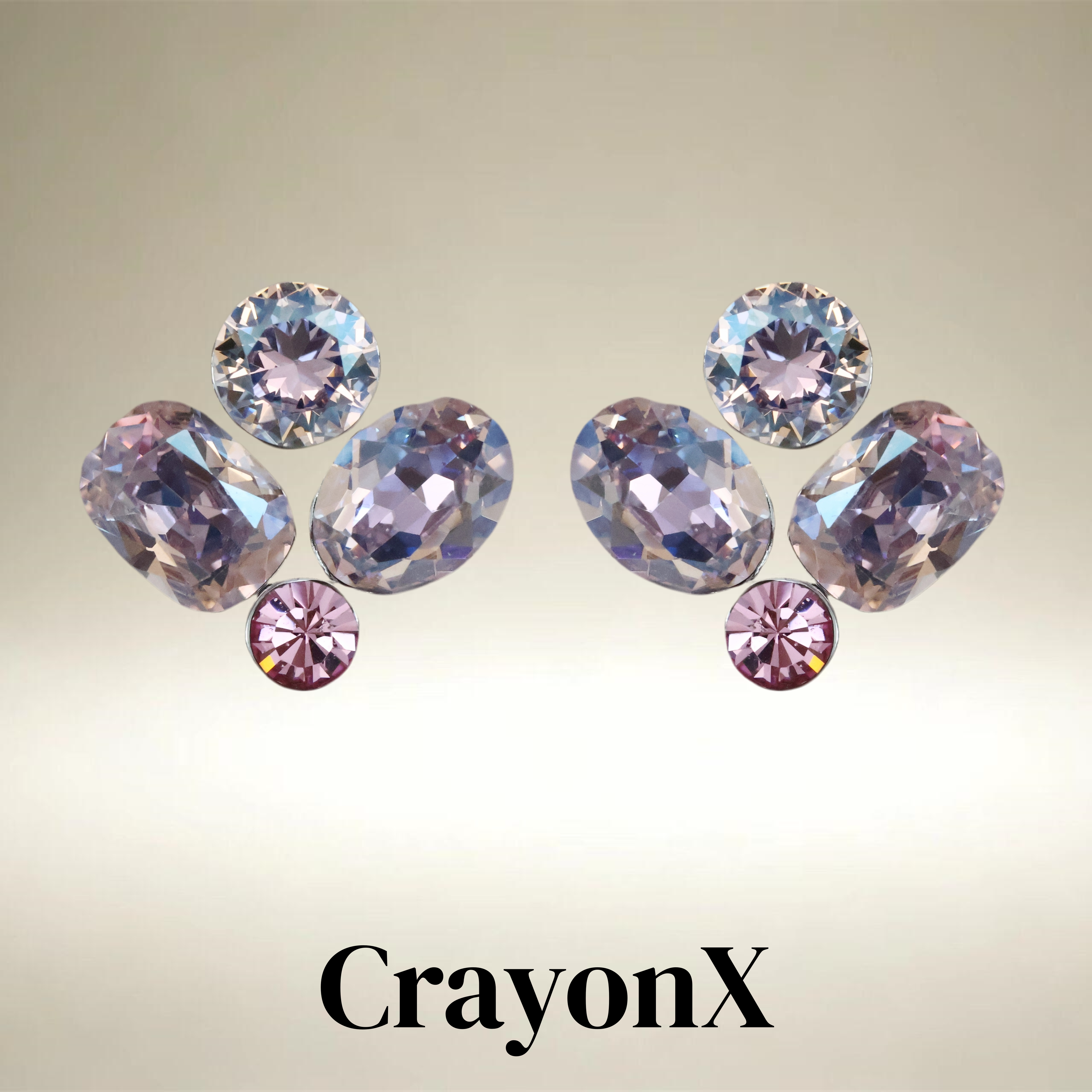 CrayonX浅蓝浅紫圆石耳钉