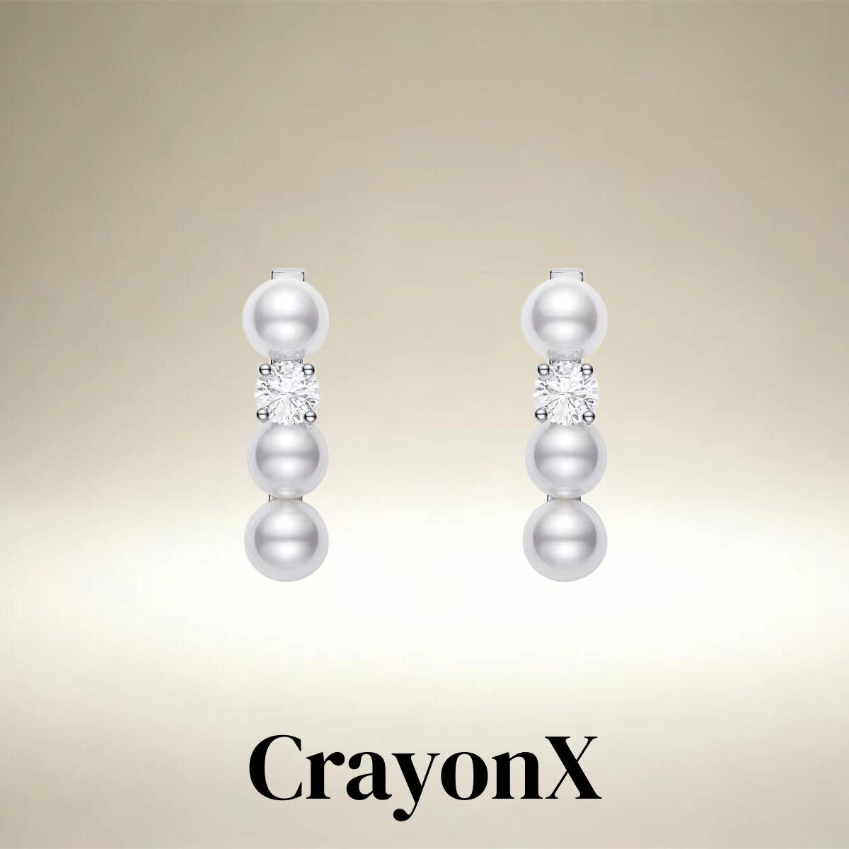 CrayonX设计师排钻珍珠耳环