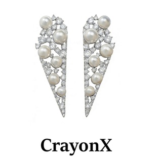 CrayonX珍珠锆石镂空三角形耳钉女高级感奢华耳饰项链套组