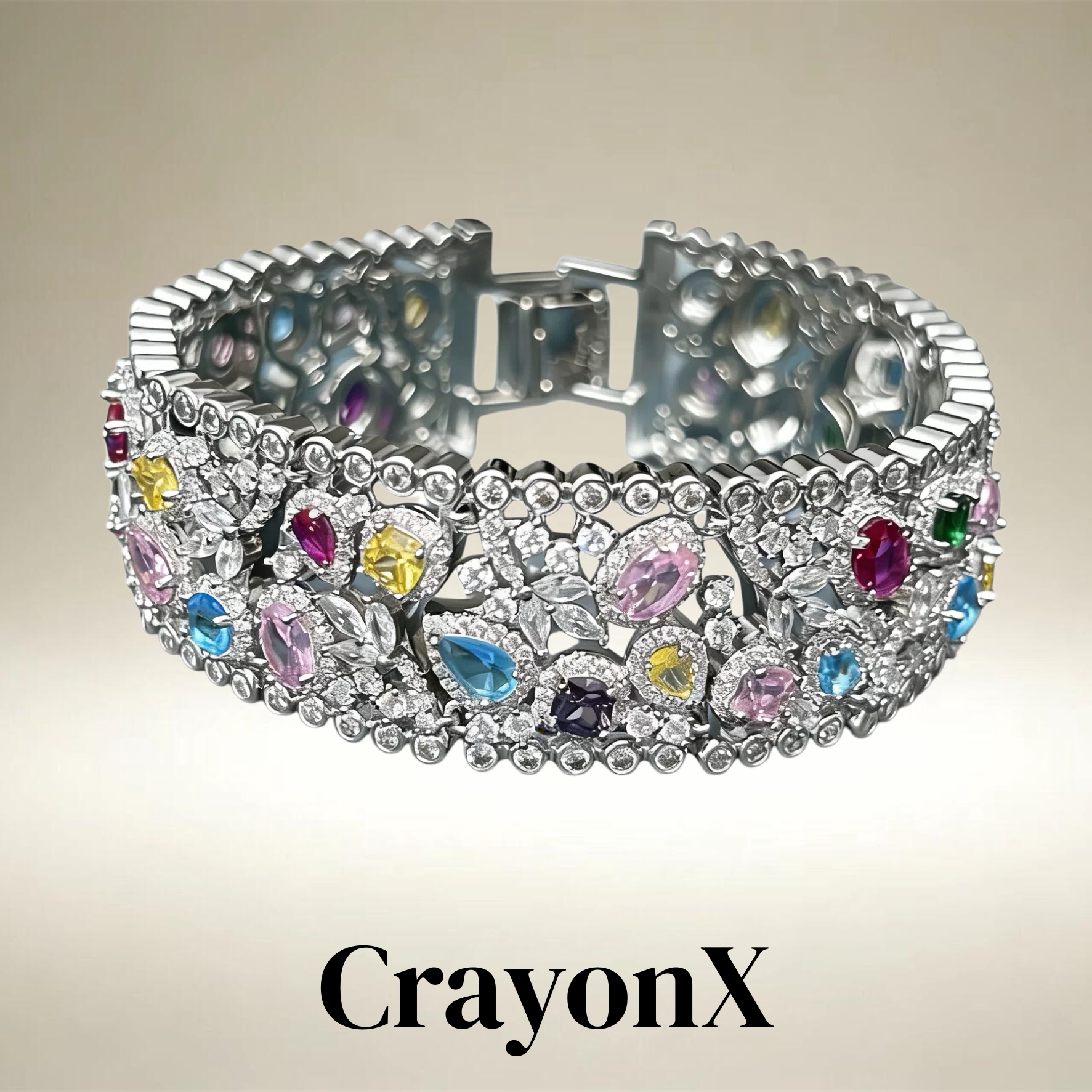 CrayonX重工镶钻多彩宝石手镯