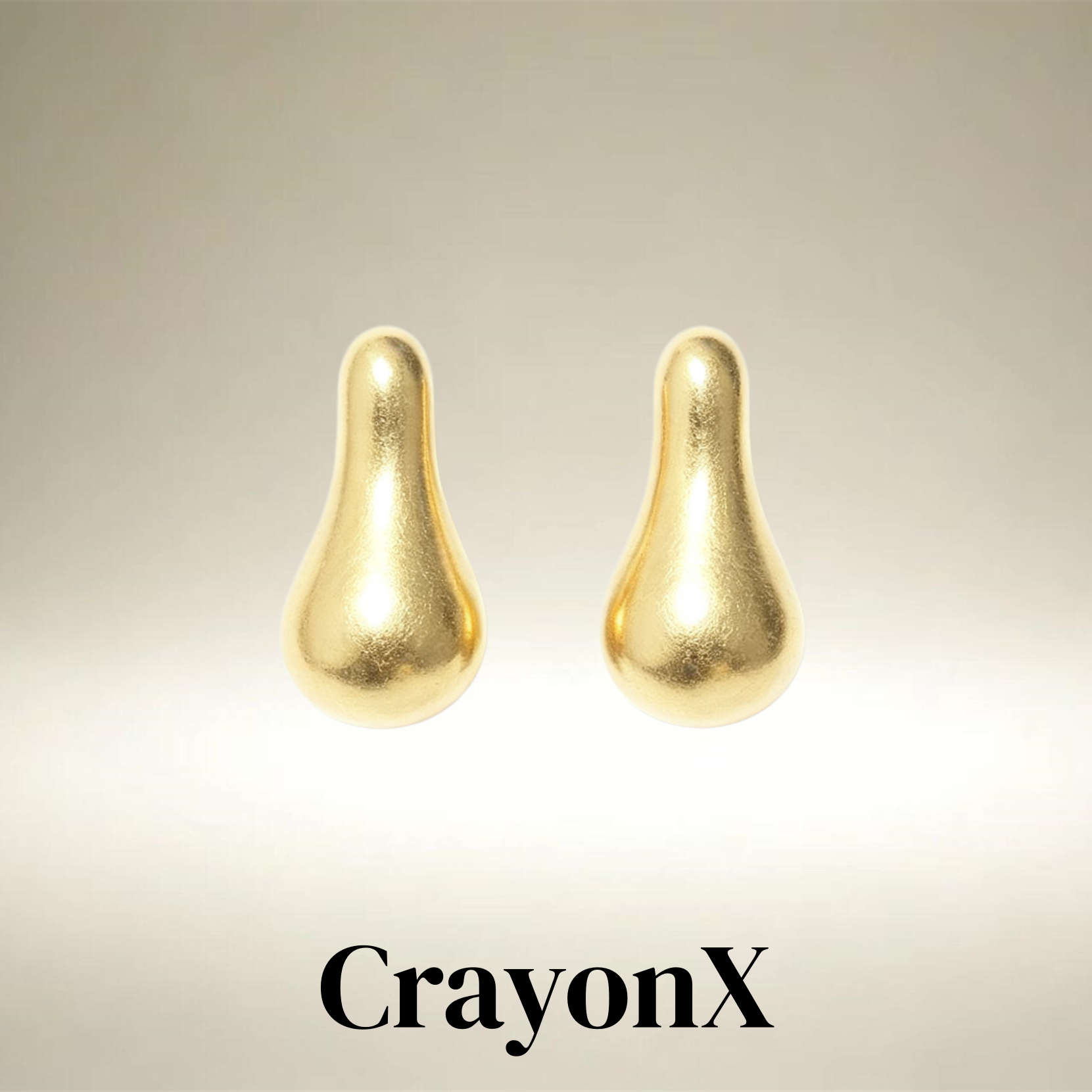 CrayonX意式拉丝金梨豆耳钉