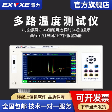 EXVXE多路温度测试仪8~64通道巡检仪温度EX6000记录仪多路采集仪