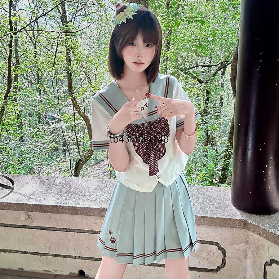 西瓜狼【水浪芙】日系水手服JK制服原创收腰百褶裙学生夏季套装