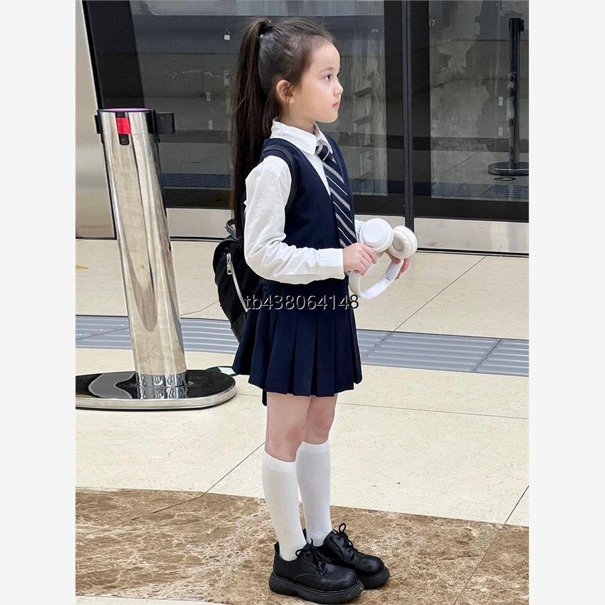 女童连衣裙秋装2025新款儿童百褶裙子学院风套装女大童jk衣服秋装