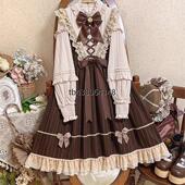 棕色可爱古典lolita长袖 蓬蓬重工甜美公主裙 连衣裙女OP洛丽塔洋装
