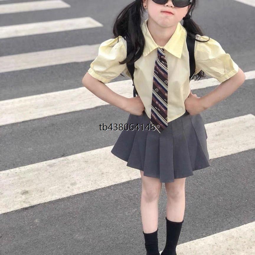 女童夏季套装穿搭新款时髦洋气jk制服儿童学院风百褶短裙领带学生