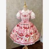 原创可爱甜美古早doll感lolita裙草莓裙子全款 现货