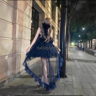 深蓝星空原创lolita洛丽塔公主裙仙气连衣裙初中生少女生日礼服裙