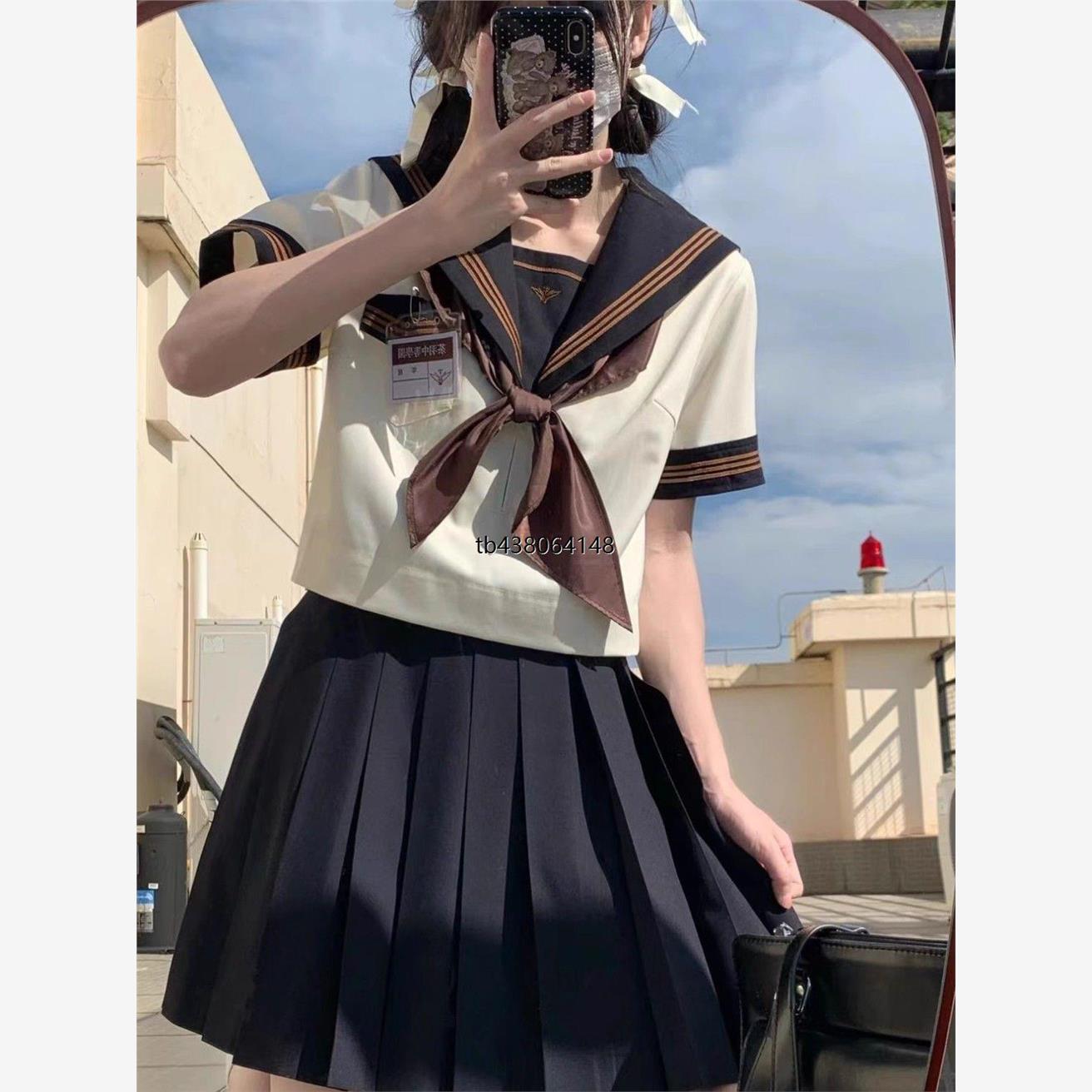 原创正版jk制服裙套装日系基础款茶羽中水手服长裙