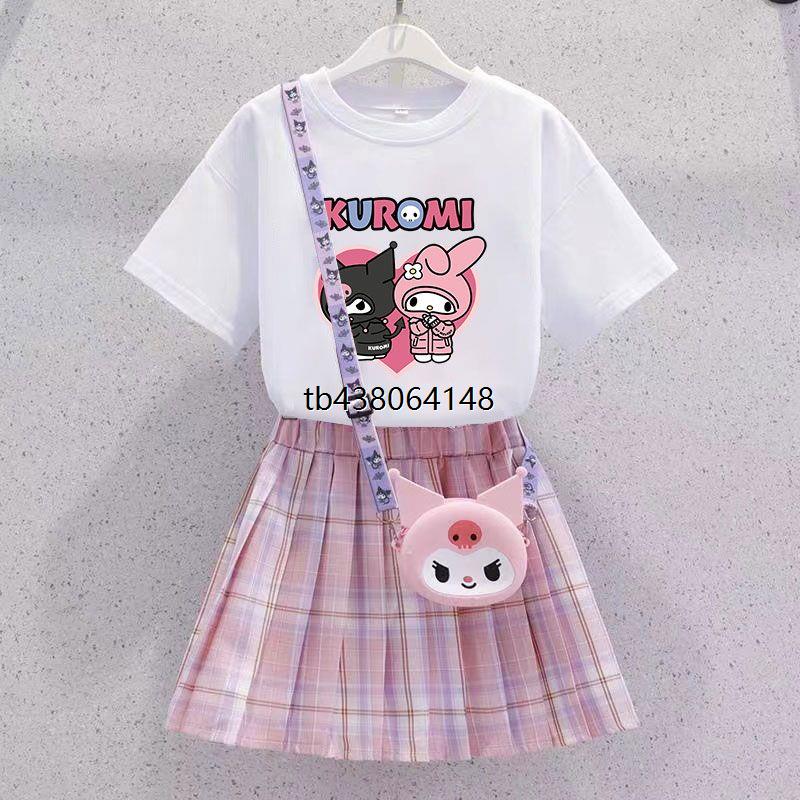 库洛米女童夏季2025新款儿童学院女孩连衣裙夏装短袖jk套装