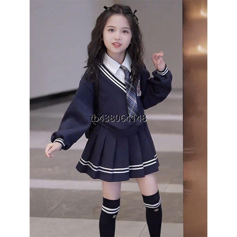 2024新款儿童百褶裙套装女孩春秋款学院风jk制服裙英伦风