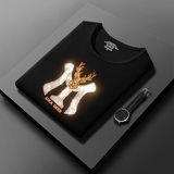 2025夏烫钻T恤镭射男大码胖打底衫亮片潮短袖QT4066-1-A6032-P50，男装T恤，电商A227B（原钱塘4066-1）