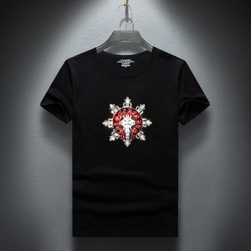 2025夏烫钻T恤镭射男大码胖打底衫亮片潮短袖QT4066-1-A8820-P60，男装T恤，电商A227B（原钱塘4066-1）