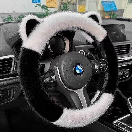 新款汽车方向盘套毛绒冬季柔软高级感猫耳朵爆款把套