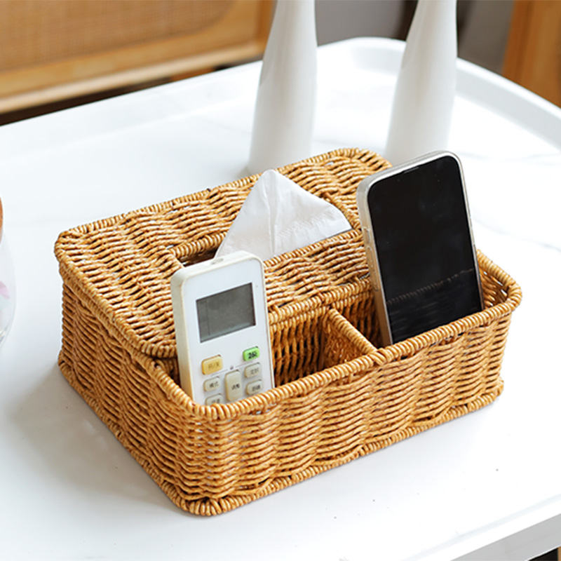 家好点手工编织纸巾盒分格