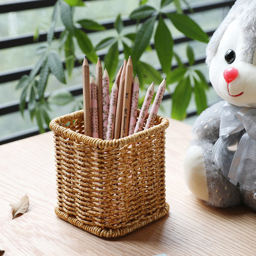 家好点手工编织竹筒装饰插花篮