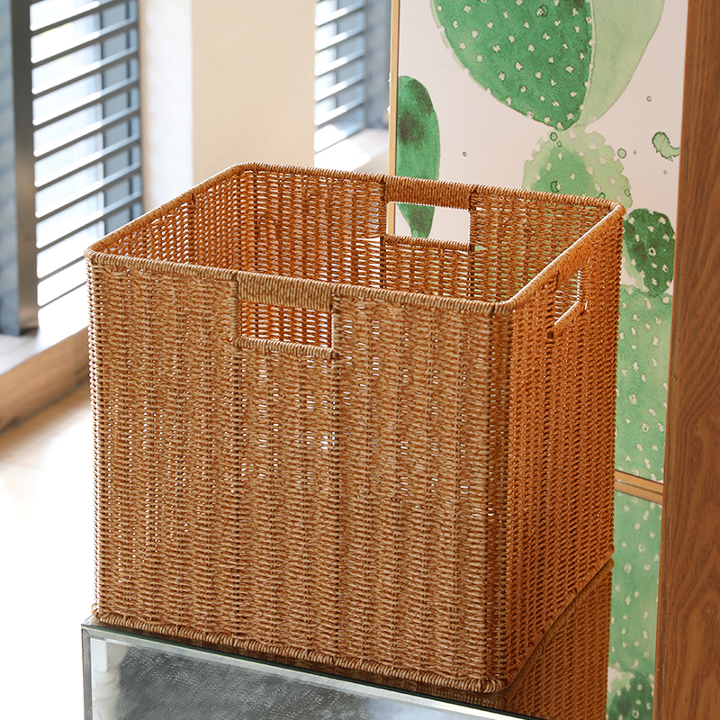 家好点格子柜置物收纳筐简约电视柜茶几储物整理筐书架仿藤编织篮