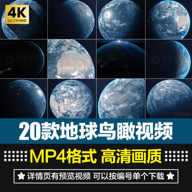 4k地球旋转鸟瞰远景宇宙素材