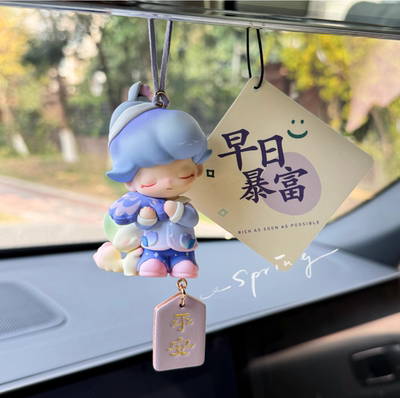 梦里梦外车载后视镜挂件车内挂饰diy手工平安字牌dimoo泡泡玛特潮