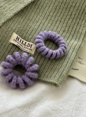 紫色百搭电话线发圈无痕头绳发绳不伤发高弹力皮筋女扎头发饰