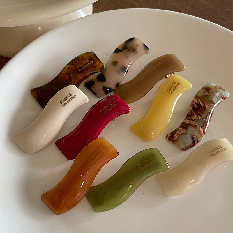 韩版ins小清新波浪醋酸侧边鸭嘴夹法小号刘海夹气质鸭嘴夹顶夹发