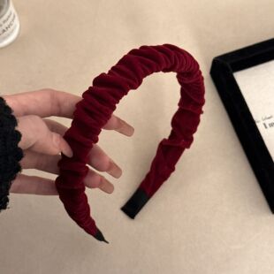 褶皱立体显脸小~ 精致法式红发箍女外出简约发卡韩国头箍发饰头饰