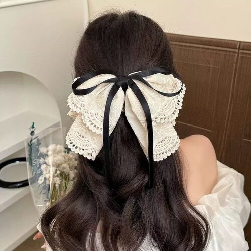 波西米亚蕾丝蝴蝶结马尾夹百搭