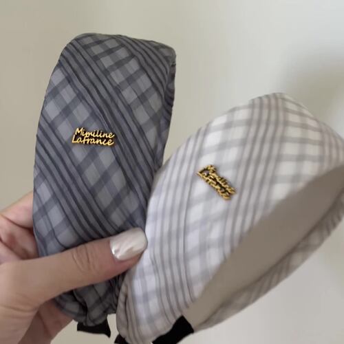 英式格纹复古高颅顶发箍