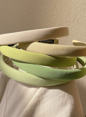 韩国清新绿色高颅顶细条发箍女网红发带百搭外出压发头箍盘发头饰