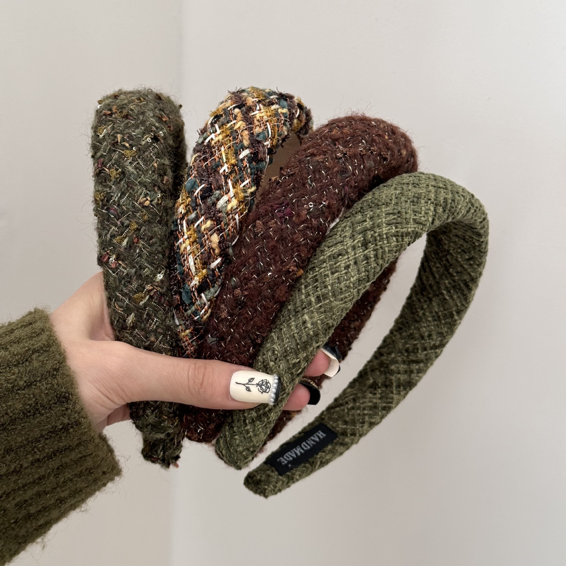 小香风粗花毛呢秋冬复古发箍韩国复古名媛风气质优雅高颅顶头箍女