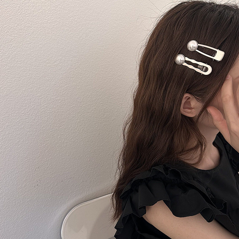 法韩系珍珠圆球发夹女发饰鸭嘴夹边夹侧边刘海夹碎发夹高级感简约
